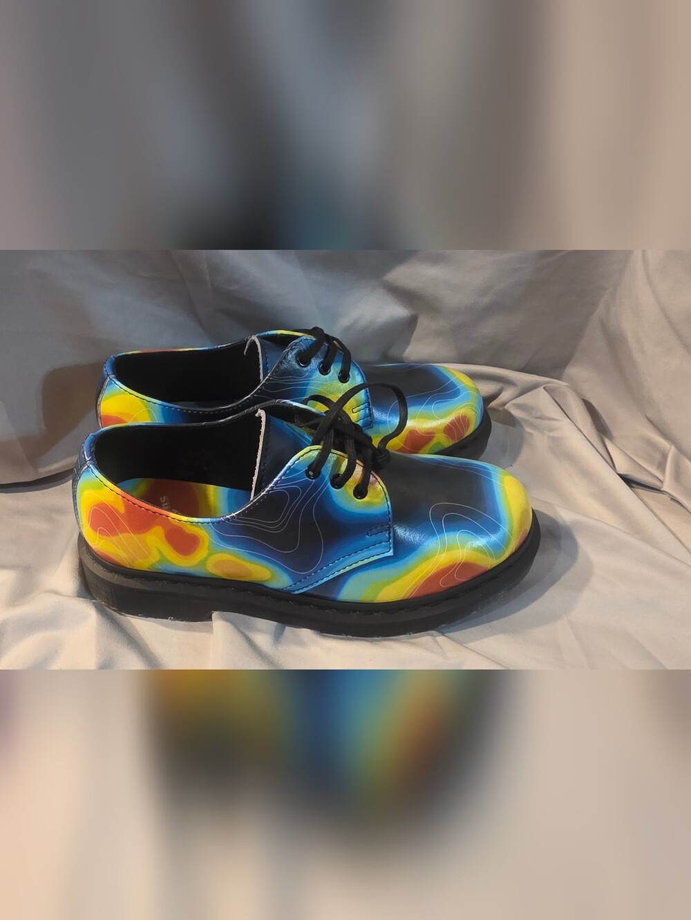 Dr Martens 1461 Genix Nappa Leather Oxford Shoes White Multi Women Size 7 NWOB